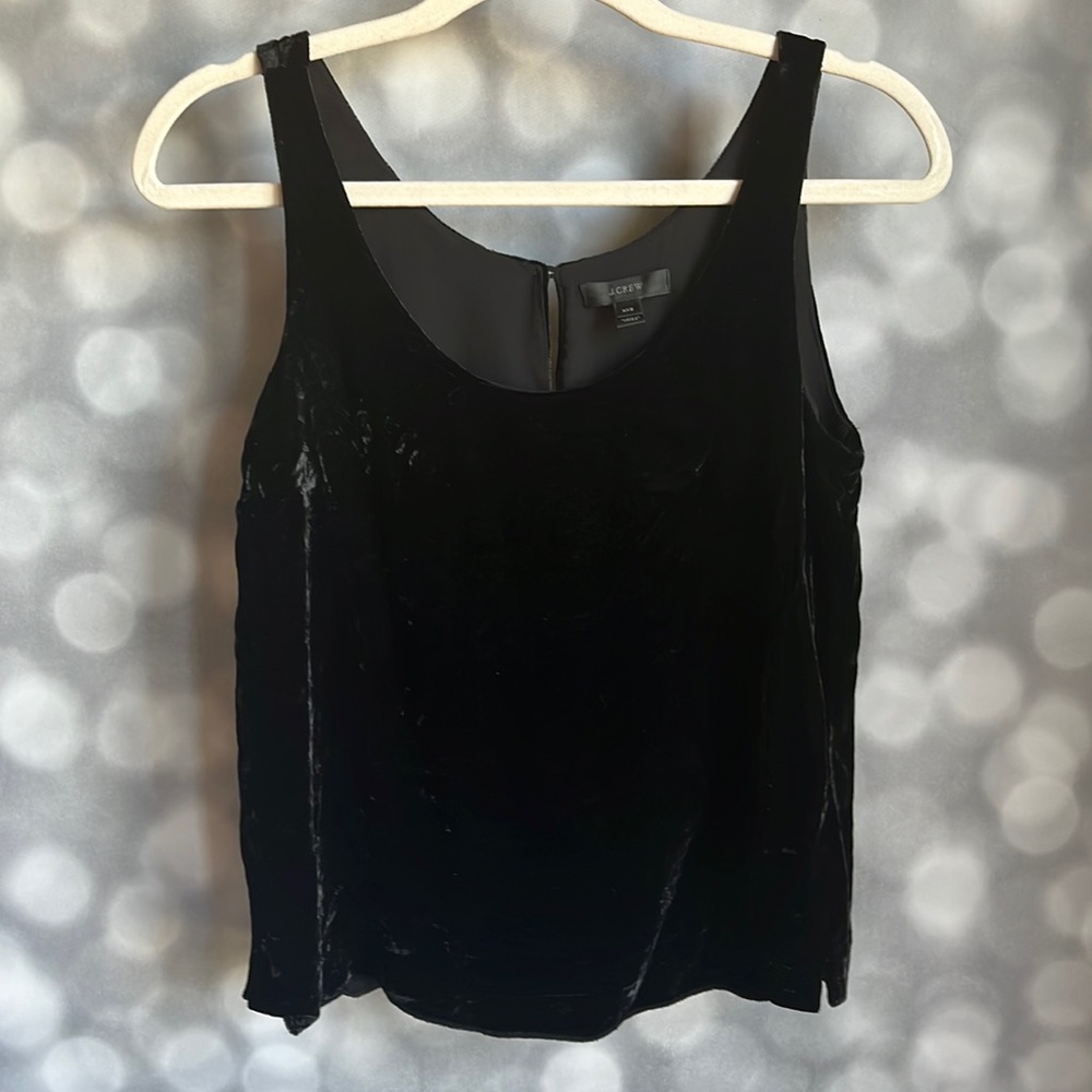J. Crew women’s black crushed velvet swing tank top. Size XXS